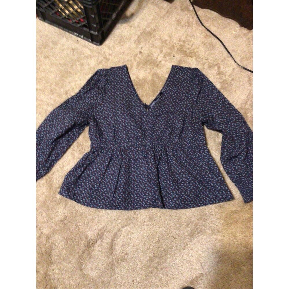 Madewell Shirt Womens Extra Large Puff-Sleeve Peplum Top in Spring Fling